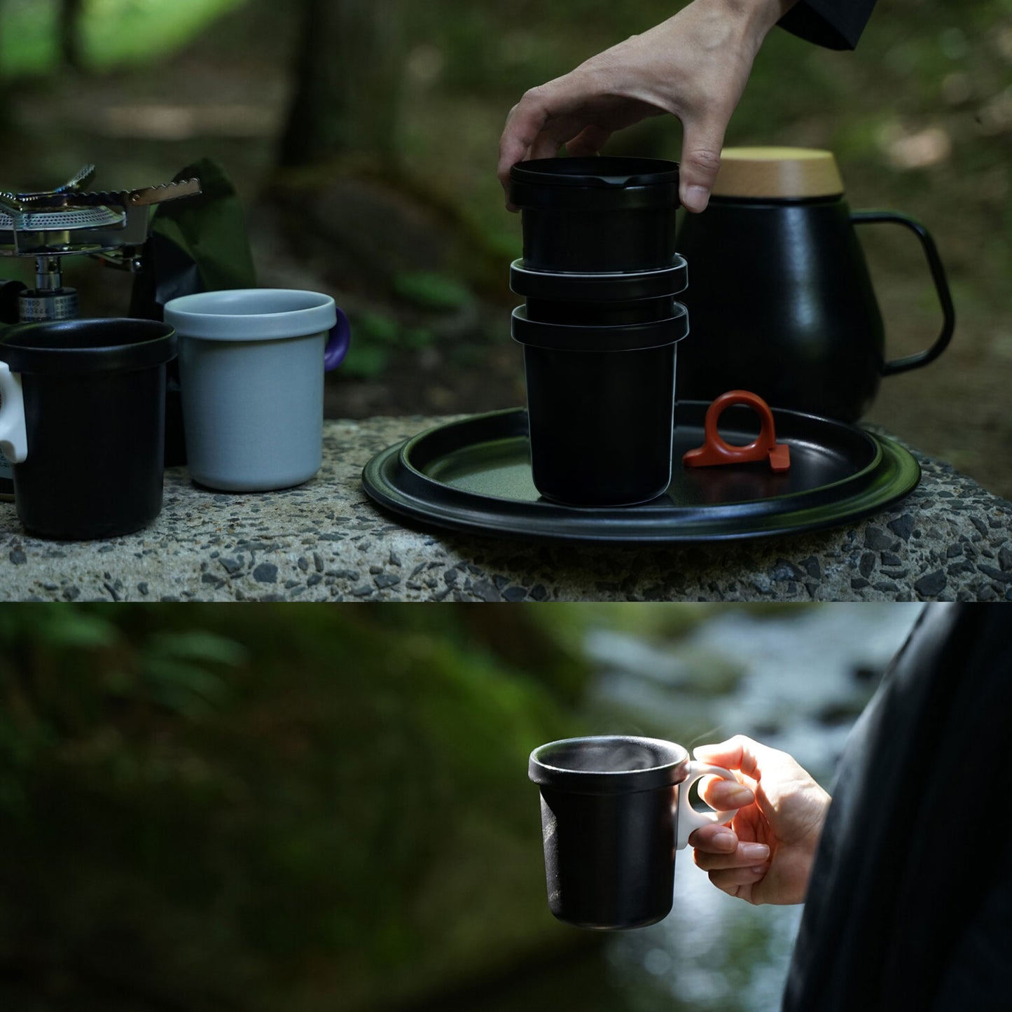 ホーロー マグカップ 360ml|取手が外してスタッキング収納|蓋付き|ovjecrt|日本製 - OTONA-MONO
