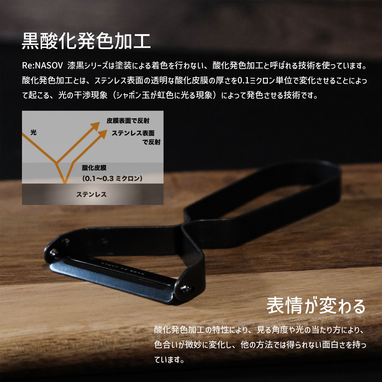 【送料無料】Re:NASOV 黒酸化発色 ステンレス ブラック ピーラー|刃まで黒い|燕三条製|食洗機対応 - OTONA-MONO