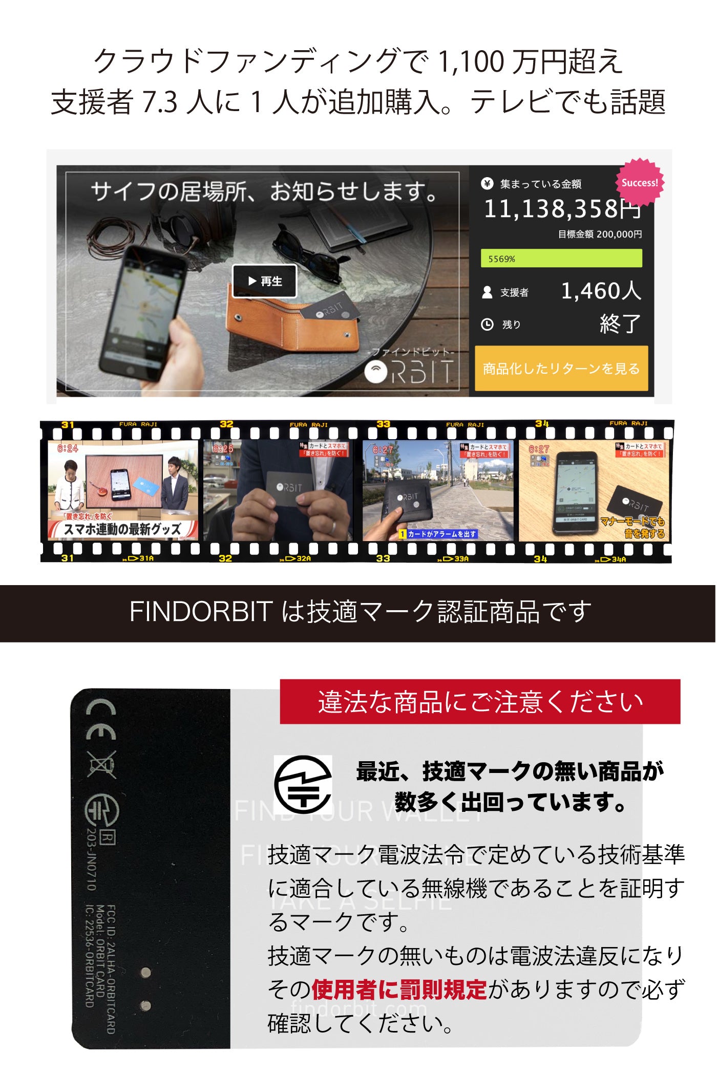 紛失防止タグ FINDORBIT orbit card - OTONA-MONO