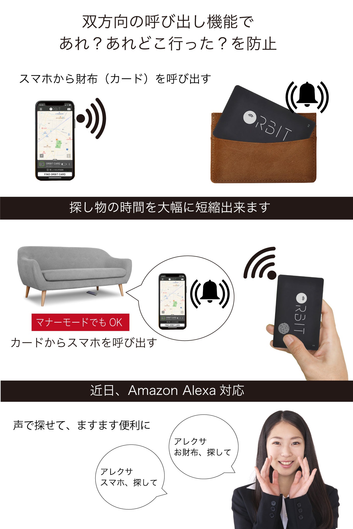 紛失防止タグ FINDORBIT orbit card - OTONA-MONO